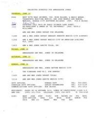 ["Ambassador Jones has a scheduled meeting on June 13 with officials from Transportation Maritima de Mexico and Kansas City Southern Railroad. After the meeting, he will depart for Oklahoma and return to Mexico City on June 16. There is also mention of a meeting with Senator Packwood and arrangements made by Mona Kuntz for the appointments. Senator Packwood expresses gratitude for the meetings and assistance provided by Ambassador Jones and Mona Kuntz."]