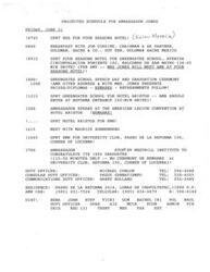 ["The document outlines the projected schedule for Ambassador Jones on Friday, June 21, including meetings and events at various locations in Mexico City. The schedule includes breakfast with Jon Corzine, a speech at Green Gates School, a talk at the American Legion Convention, and visits to various other locations. The document also includes talking points for a reception for Pennoni Associates, highlighting investment opportunities in infrastructure development in Mexico. Additionally, there is a memorandum regarding the reputation of Pennoni Associates and approval for holding a reception at the Ambassador's residence."]