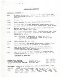 ["The Ambassador's schedule for Wednesday, September 11 includes various meetings and events such as breakfast with Senator Fernando Solana, addressing the Managed Care Leadership Summit on International Healthcare Trends, meeting with President Zedillo, and hosting a reception with Governor Fox. Additionally, there are details about meeting with Deputy Assistant Secretary of Commerce Anne Alonzo and receiving a fax regarding a possible meeting during the Enviro Pro Trade Show."]