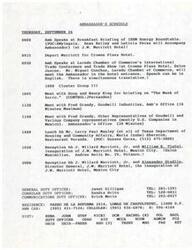 ["The Ambassador's schedule for Thursday, September 26 includes speaking at the ISEM Energy Roundtable breakfast briefing, attending the Laredo Chamber of Commerce's International Trade Conference, meeting with various individuals and representatives, having lunch with officials from the Texas Department of Housing and Community Affairs, and attending receptions at the J.W. Marriott Hotel in Mexico City. The Ambassador's remarks at the ISEM event focused on Mexico's energy sector, its importance to the economy, and recent developments in the petroleum and natural gas industries. The Ambassador also highlighted the need for a level playing field for United States companies in the Mexican energy market."]