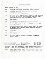 ["The document outlines the schedule and topics for discussion for Ambassador Jeff Davidow's meeting with Secretary Gurria in Mexico. The topics include U.S.-Colombian relations, tuna/dolphin embargo, Russian helicopter purchases, Northrup radars, transfer of helicopters, HLCG preparatory process, and border security issues. The Ambassador is also scheduled to attend various meetings and events throughout the day."]