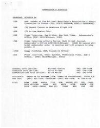 ["The Ambassador has a busy schedule on Thursday, October 24, including speaking at a convention in Cancun, interviews with various media outlets, and celebrating a colleague's birthday. The Regional Security Office is responsible for keeping embassy employees and the United States business community informed about security issues in Mexico City, including providing briefings, crime statistics, and special security advice. The office also works closely with the Consular American Citizen Services to ensure information is readily available to those who request it. Additionally, a memo highlights security precautions for newly arrived personnel in Mexico City, emphasizing the high crime threat and the importance of being vigilant and cautious while in the city."]