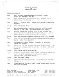 ["The document outlines the projected schedule for Ambassador Jones on Tuesday, January 9, including meetings with various individuals and organizations related to economic, anti-corruption, and energy regulatory issues in Mexico. Additionally, The document includes information on the Goal II Cluster Group agenda, the Ambassador's objectives for narcotics control, and the development of a work plan for the Narcotics Control Program."]