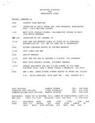 ["The projected schedule for Ambassador Jones on Friday, January 12 includes various meetings, interviews with media outlets, lunch and dinner engagements, as well as duty officer contact information. Additionally, there are requests for an interview from Gelman Sciences and the Washington Post."]