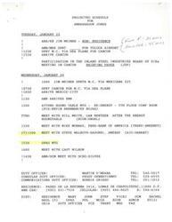 ["Ambassador Jones has a busy schedule on January 23 and 24, including meetings in Mexico City and Cancun. He will be participating in the Inland Steel Industries Board of Directors meeting in Cancun on January 23 and attending an Energy Round Table meeting in Mexico City on January 24. The Energy Round Table will discuss various issues related to the energy sector in Mexico, including the economic and political direction of the country, project development, equipment import barriers, and oil and gas reserves development. Murray, a vice chairman at Bank of America, will also be meeting with Ambassador Jones."]
