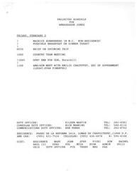 ["Ambassador Jones has a busy schedule on Friday, February 2, which includes a briefing on an upcoming trip, a country team meeting, and a meeting with the Secretary of Government. The duty officers for the day are Eileen Martin, Nick Manring, and Ken Pense. The meetings and events are taking place at the residence on Paseo de la Reforma in Lomas de Chapultepec, D.F. Ambassadors car and contact information are provided."]