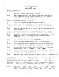 ["Ambassador Jones has a busy schedule on Monday, February 19, starting with a meeting with various officials and foreign ministers. He will attend multiple events throughout the day, including a Border Trade Alliance conference, a luncheon hosted by the US-Mexico Chamber of Commerce, and a cocktail reception at the Four Seasons Hotel. Congressman de la Garza also has a scheduled flight to Mexico City and back. Additional details include contact information and notes for various staff members and officials."]