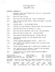 ["The projected schedule for Ambassador Jones on Thursday, February 29 includes meetings with various individuals and groups, including John O'Brien, USIS representatives, Doral Cooper and Anne Hughes, Tony De Palma, and Emilio Chauyffet. The day also includes an out brief by Allen Fleener and George Taylor, a cocktail reception at the Four Seasons Hotel, and several other events in the evening. Additionally, there is a dinner hosted by Political Officer Barbro Owens-Kirkpatrick with PRI party leadership at the residence of the Political Counselor in the evening."]