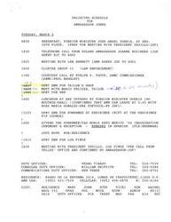 ["The document outlines a projected schedule for Ambassador Jones on Tuesday, March 5, including breakfast with the Foreign Minister, telephone calls, meetings, a luncheon, attendance at an inauguration ceremony, and a meeting with President Zedillo. There is also a request for a courtesy call by ABMC Commissioner Evelyn P. Foote."]