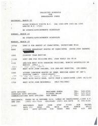 ["The projected schedule for Ambassador Jones includes a visit from Aloah Kincaid, breakfast with Canacintra, meetings with various individuals and organizations, and a luncheon hosted by UNAM. The meeting with Canacintra's board of directors will focus on industrial policy, the impact of Helms Burton, cooperation with United States manufacturers, and the state of the manufacturing sector. Carlos Gutierrez, the new President of Canacintra, will be a key figure in the discussions."]