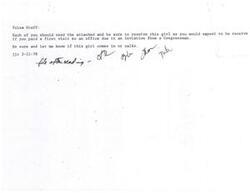 ["Darita DeLoach, a student with experience in state and federal government, sent a resume and letter to Congressman James Jones seeking employment. Despite her qualifications, Jones informed her that there were no current openings on his staff. He offered to keep her resume on file for future reference and invited her to visit his office in Tulsa for assistance."]