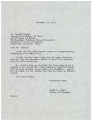 ["Mr. Lowell Lehman, Associate Professor of Music and Director of Bands at Northeastern Oklahoma State University, wrote a letter of recommendation for Miss Robin Hood to Mr. Jerry Conrey of the 1st Congressional District Staff. He praised Robin's work ethic, loyalty, promptness, and moral standards. Congressman James R. Jones thanked Lehman for his recommendation and stated that it would be helpful in the decision-making process for staff selection."]