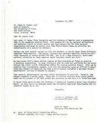 ["The document is requesting support and involvement in a project organized by Pi Kappa Alpha Fraternity and Big Brothers of America to raise funds for the latter organization, which helps boys from father-absent homes by providing them with mature Big Brothers. The project, called the Collegiate Superstar Championships, aims to draw attention and raise money for BBA. The fraternity's chapter at the University of Tulsa has been asked to organize a Superstar competition, and the letter urges the Dean of Students to support and encourage the project due to the worthy cause it serves."]