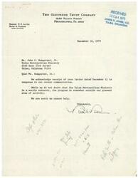 ["The Glenmede Trust Company received a letter from the Tulsa Metropolitan Ministry requesting support, but they declined as the program is outside their area of activity."]