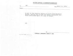 ["Marybelle Wright called the District Office on April 3, 1974, requesting support for Senate Resolution 183, which declared April 30 as a day of prayer. However, verbal orders are not sufficient, and a form 1232-TOPS LITHO IN U.S.A. is required for approval."]