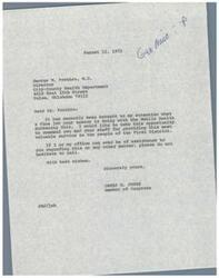 ["Congressman James R. Jones commends Dr. Prothro and the City-County Health Department for their work with the Mobile Health Screening Unit in the First District. He offers his assistance and support for any future matters."]