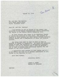 ["The document from Congressman James R. Jones reassures Mr. and Mrs. Bentley that the Mobile Health Screening Unit is not in immediate danger of losing funding. Jones explains that funding for programs can change based on needs and resources, but he will work to retain the service for the people of the First District. Jones appreciates their concern and offers further assistance if needed."]