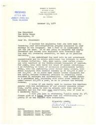 ["Robert B. Paddock, an attorney, writes to President James R. Jones expressing support for the anti-stagflation program but believes it is inadequate. He suggests implementing gasoline rationing to reduce dependency on foreign oil. Paddock also criticizes the surtax proposal, arguing that it disproportionately affects middle-income taxpayers. He urges the President to propose more comprehensive measures and mandatory sacrifices to address the economic situation. Paddock requests a total program that can be supported by the majority of Americans."]