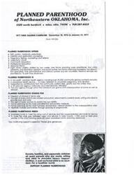 ["Planned Parenthood of Northeastern Oklahoma is conducting a fundraising campaign to support their services which include birth control, infertility counseling, pregnancy testing, and more. They are a non-profit agency focused on providing preventive health services and promoting freedom of choice in family planning. The agency relies on community support to meet the demands for their services and address the issue of overpopulation. The organization is run by a board of directors and officers, with Jacqulyn C. Longacre serving as the Executive Director."]