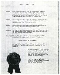 ["The Mayor of the City of Tulsa has proclaimed the month of August as \"Youth Services of Tulsa Month\" in recognition of the organization's efforts in helping youth and families, preventing juvenile delinquency, and improving the quality of life in the community. The proclamation urges citizens to support the organization to continue benefiting the youth of Tulsa."]
