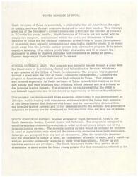 ["Youth Services of Tulsa provides quality services to youth in Tulsa through various programs designed to meet their needs. These programs aim to provide socially acceptable roles for youth, divert them from the juvenile justice system, reduce negative labeling, and improve community attitudes towards youth. Current programs include school outreach, central intake and referral, county outreach, and a new youth shelter. These programs work to provide education, counseling, and support to young people and their families in order to prevent delinquency and improve outcomes for youth in Tulsa."]