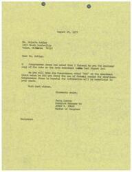 ["The document is informing Ms. Majorie Ackley that Congressman Jones voted \"NAY\" on the Hyda Amendment, indicating he did not support the use of Federal funds for abortions. The document includes a copy of the vote and hopes the information will be beneficial to her needs."]