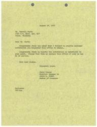 ["The document is informing Mr. Russell Kurtz that the information he requested has been forwarded by Congressman Jones' office. The document expresses hope that the information is beneficial and offers assistance from the office if needed. The document is signed by Jerry Conrey, the District Manager to Congressman James R. Jones."]