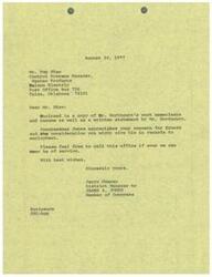 ["A letter from Jerry Conrey, District Manager to Congressman James R. Jones, is enclosed with a copy of Mr. Northcutt's work experience and resume for consideration of employment at Belson Electric. Conrey appreciates Mr. Shaw's concern for Ernest and offers assistance if needed."]