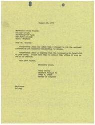 ["The document is a response to a request made by Professor David Trieman for information from Congressman Jones. The document states that the requested information has been enclosed and Congressman Jones hopes it will be beneficial. The document also offers assistance from the office if needed."]