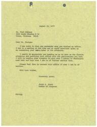 ["Mr. Fred Steiger visited James R. Jones' office to discuss the fluoride situation, but Jones was in a meeting at the time. Jones appreciates Steiger's efforts to keep him informed and will keep his thoughts in mind when he returns to Washington. Jones offers to be of further service and asks Steiger to contact his office if needed."]
