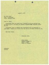 ["The document is informing Mr. Bill Wiles that Congressman Jones has provided him with a copy of Public Law 94-24 which he had requested. The document also states that Congressman Jones hopes the information will be helpful and offers further assistance if needed."]