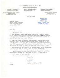 ["The document is a letter from Dr. Stephen J. Adelson to James R. Jones discussing various healthcare issues such as hospital rebuilding, PSRO, and National Health Insurance. Dr. Adelson expresses concerns about the lack of natural catastrophic health insurance and mentions an upcoming National Health Insurance \"teach in\" for Tulsa physicians."]