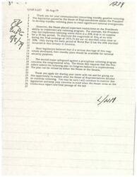 ["The document discusses legislation passed by the House of Representatives allowing the President to develop standby gasoline rationing plans for national emergencies. However, there are restrictions on implementing rationing, such as a 20% drop in oil supplies required for 30 days. The document also mentions the need for standby plans for national security and the requirement for congressional approval before implementing a rationing plan. The document concludes by thanking the reader for their communication and sharing the decisions made by the House of Representatives on rationing."]