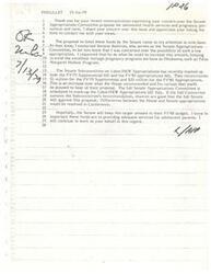 ["The document is a response to a concern expressed about the Senate Appropriations Committee proposal for adolescent health services and pregnancy prevention and care. The author shares the concern and has contacted Senator Bellmon to advocate for increased funding for teenage pregnancy programs in Oklahoma. The Senate Subcommittee on Labor/HEW Appropriations has recommended $1 million for FY'79 Supplemental and $20 million for FY'80 Appropriations, which is an increase over what the House recommended. The full Senate Appropriations Committee is scheduled to mark-up the bill in July, and if they sustain the Subcommittee's recommendation, it is likely to be approved. The author hopes the larger funding amount will be kept in the FY'80 budget to provide adequate services for adolescent parents."]