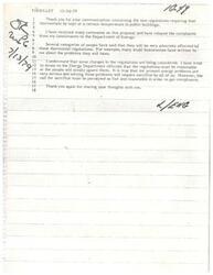 ["The document is a form letter responding to concerns about new regulations requiring thermostats to be kept at a certain temperature in public buildings. The document acknowledges the complaints and states that changes to the regulations are being considered. It emphasizes the importance of ensuring that the regulations are reasonable and fair in order to gain compliance."]