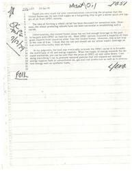 ["The document discusses the idea of using the United States' food supply as a bargaining chip to negotiate a better price and supply of oil from OPEC nations. It mentions the unsuccessful attempts to form a wheat cartel and the lack of leverage the US has had in the past. The document also highlights the importance of expanding national energy supplies to eventually break the OPEC cartel. Additionally, it mentions the potential for using wheat export leverage on Iran."]