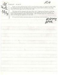["The document is a response to a communication urging support for H.R. 4392, the Appropriation bill for the Departments of State, Justice and Commerce, the Judiciary and Related agencies for fiscal year 1980. Congressman Waxman is offering an amendment to increase the appropriation for public radio funding. The recipient's views will be considered when the legislation is discussed on the House floor. The document closes with an offer of further assistance."]