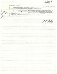 ["A letter of recommendation for David Hudson, who has applied for a nomination to the Air Force Academy, is being sent to various recipients by Greg Study on behalf of James R. Jones, a member of Congress. The document expresses gratitude for the endorsement of David and assures that he will be considered for the nomination."]