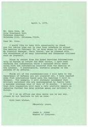 ["James R. Jones, a Member of Congress, thanks Mr. Dave Cote for attending a meeting on drug abuse in the military. He mentions his efforts to create a constructive program based on information gathered from a recent trip to Europe and a meeting at the Library. Jones plans to recommend a maximum overseas tour of duty for military personnel without family to help reduce the drug problem. He offers his assistance to Mr. Cote in the future."]