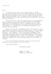["The author thanks the recipient for attending a meeting on drug abuse in the military and discusses their efforts to create a constructive program based on information gathered from a trip to Europe and the meeting. They mention a recommendation to limit overseas tours of duty for military personnel to 18 months to reduce drug problems. The author offers assistance and signs the letter as James R. Jones, Member of Congress."]