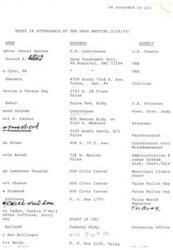 ["A total of 34 people attended a drug meeting on 2/28/74, including individuals from various agencies such as United States Courts, VA Hospital, Tulsa Police Department, and the Tulsa World."]