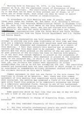 ["A meeting was held to discuss drug abuse in the military and rehabilitation for military personnel and veterans. Various factors contributing to drug abuse were discussed, such as dissatisfaction with job assignments and cultural acceptance of drugs in foreign countries. Questions were raised about the screening of individuals dispensing drugs, the treatment of drug-related problems, and the qualifications of military personnel counseling service members. It was noted that discharge decisions are often based on behavior rather than drug dependency, and more emphasis should be placed on understanding the contributing factors leading to misconduct. The Veterans Administration focuses on rehabilitation, while the military sees its role as upholding federal policies. The complexity of drug abuse causes, including cultural influences and discontent, was highlighted, and it was suggested that education programs may not be effective in reducing drug use. The importance of understanding individual backgrounds and factors leading to trouble was emphasized, and it was noted that the Veterans Administration only accepts veterans with a General Discharge. Overall, the meeting concluded that more emphasis should be placed on rehabilitation and understanding"]