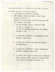 ["The document provides suggestions and questions for discussing drug abuse in the military, focusing on factors within military life that may contribute to drug use, availability of drugs through prescription and non-prescription sources, signs of drug abuse, and protocols for addressing drug problems in the military. It emphasizes the importance of identifying and addressing potential sources of stress and pressure within military life that may lead individuals to turn to drugs for escape."]