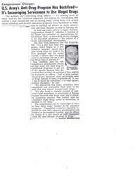 ["Congressman Joseph P. Addabbo is alarmed by the United States Army's anti-drug program, which he believes is actually encouraging servicemen to use illegal drugs. He is demanding drastic changes in the education programs after a sub-committee investigation revealed that many GIs were using drug rehabilitation programs to avoid punishment, and that unqualified counselors were mishandling their work. Addabbo wants qualified counselors and officers held responsible for drug involvement within their units."]