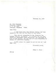 ["James R. Jones informs Mr. Otis Eversole that Home Federal Savings and Loan is not interested in financing the motel in West Tulsa due to reasons such as the location not being conducive to successful operations, the small size of the venture, and the lack of other facilities to ensure commercial success. Jones will return the papers to Eversole once he receives them back."]