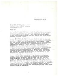 ["James R. Jones writes to Ed Edmondson expressing concern about the annual flooding of creeks in North and East Tulsa County. He discusses two federal statutes that provide relief for flood control projects and suggests improvements to allow the federal government to bear a larger portion of the financing. Jones urges Edmondson to study ways to amend the laws and provide relief for the flood victims in Tulsa County."]