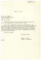 ["A fable called \"The Buffalo Crisis\" is shared with a member of Congress, highlighting the impact of government regulations and the energy situation on a town called Wildcat, Wyoming. The story depicts how the town's reliance on imported buffalo meat led to a crisis when the supply was cut off, and how government regulations and greed ultimately led to the downfall of the town and its people."]