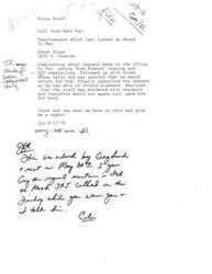 ["The document discusses a complaint made by Chuck Elsey regarding a request made in February. He followed up multiple times but eventually cancelled the request as he was able to obtain it elsewhere. The staff was seen as burdened with requests, so Chuck decided not to call upon them for help again. The sender requests a report on the situation."]