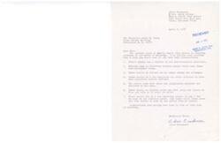 ["Chris Creekmore wrote a letter to Congressman James R. Jones outlining several environmental and social issues that he believes should be addressed. These issues include implementing deposits on non-returnable materials, enforcing littering laws, installing filters on smoke stacks, requiring anti-pollution devices on vehicles, creating more parks and playgrounds, establishing bike and foot paths, and making lakeside parks free for public use. Creekmore expresses appreciation for the Congressman's attention to these problems."]