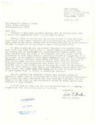 ["The document is from Dean Warnken, a student at Skelly Jr. High School, to the Honorable James R. Jones discussing suggestions for promoting ecology and conservation. Dean suggests implementing an ecology course in high schools, increasing recycling efforts, promoting clean-up campaigns, and taking action against builders who destroy natural landscapes. Dean hopes his suggestions will be considered and implemented."]